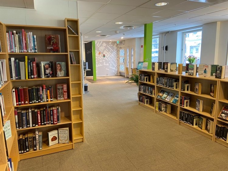 Bibliotekinteriør. Foto