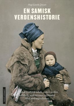 En samisk kvinne med en gutt på fanget. Bokomslag.