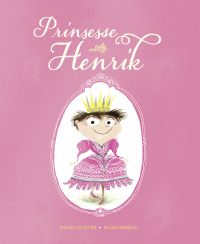 Tegning av Henrik i prinsessekjole og gullkrone. Bokomslag.