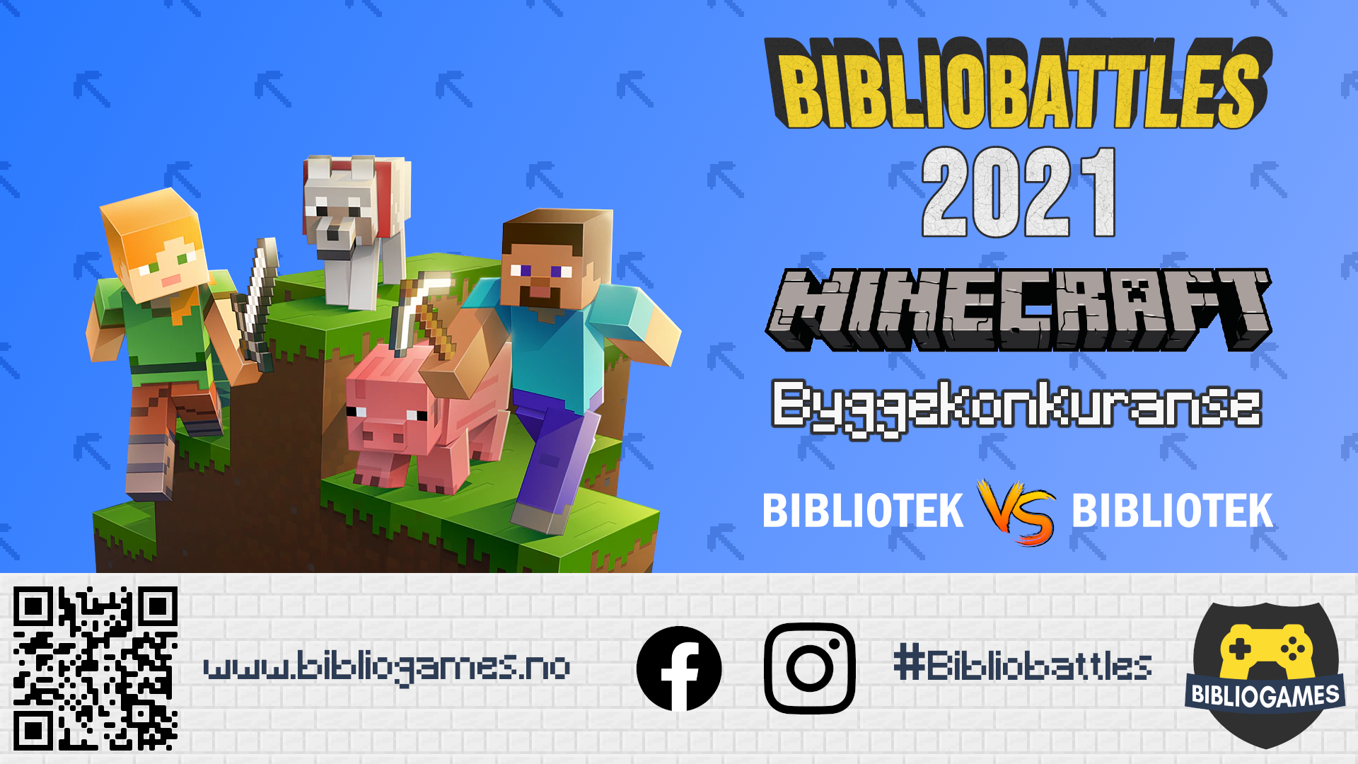 Bibliobattles 2021 - Minecraft byggekonkurranse. Plakat