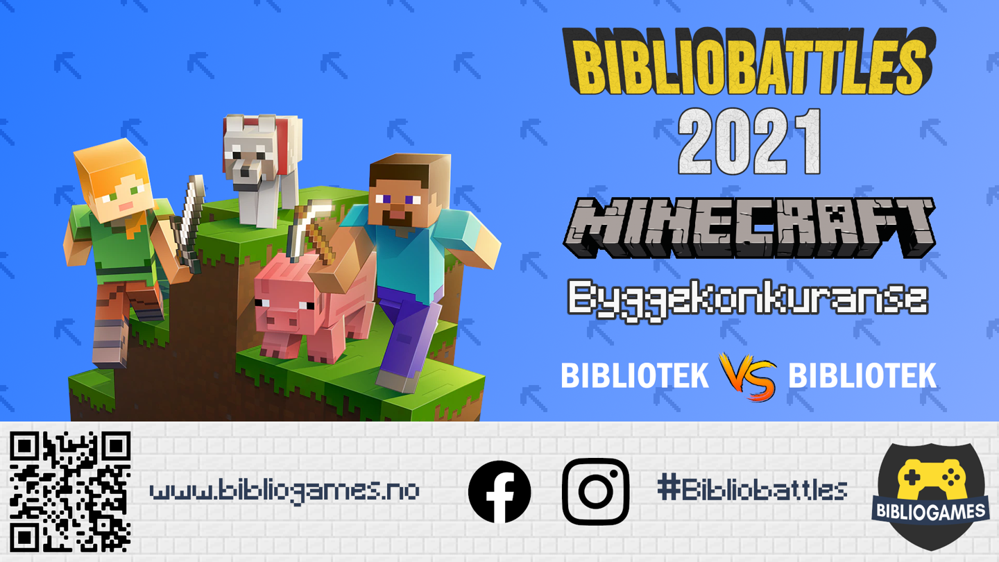 Bibliobattles 2021 - Minecraft byggekonkurranse. Plakat