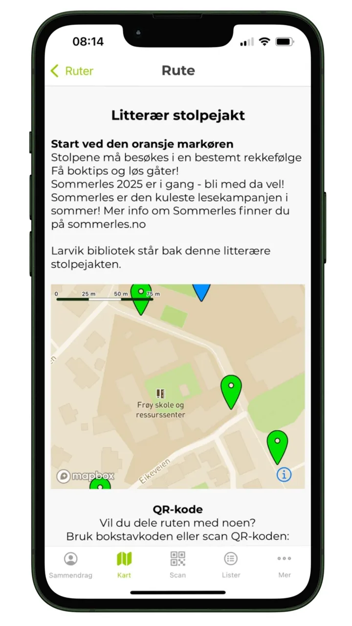 Mobiltelefon med informasjon om den litterære stolpejakten