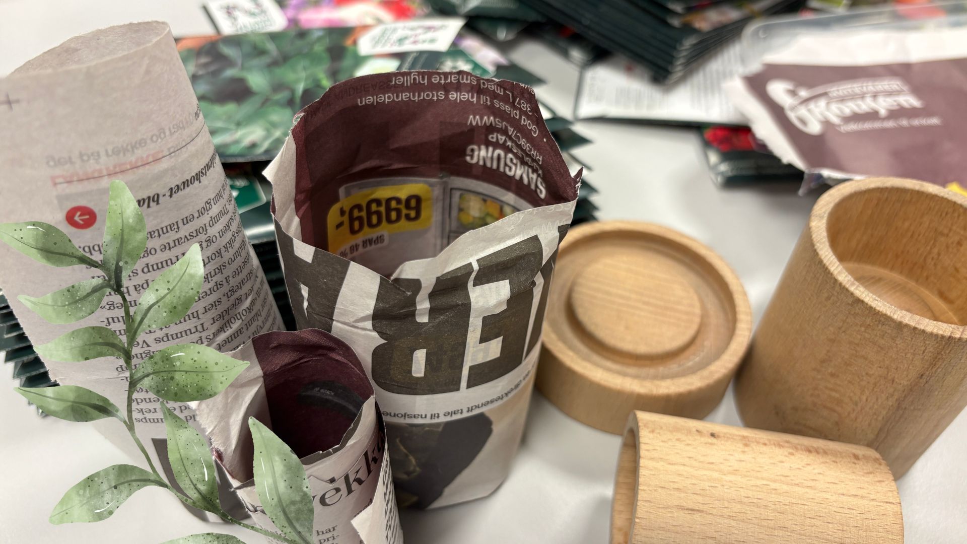 Endelig lørdag! Vi lager potter og planter frø