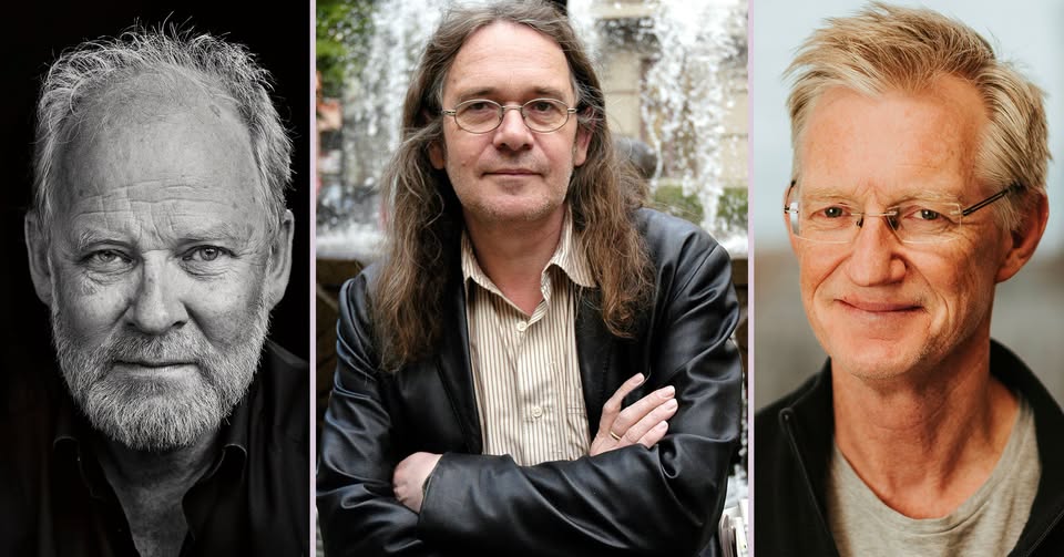 Tre portretter: Axel Hellstenius, Ingvar Ambjørnsen og  Alf van der Hagen. Fotos